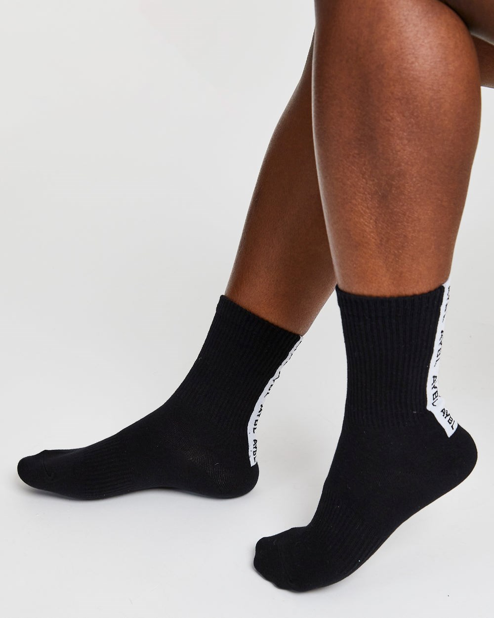 AYBL Everyday Back Stripe Crew Socks (3 Pack) Negras | QJKND5374