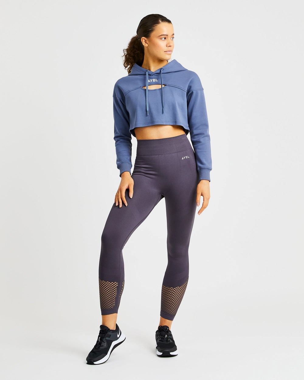 AYBL Everyday Cutout Crop Hoodie Azules | NQBCS2469