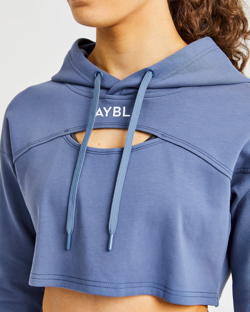 AYBL Everyday Cutout Crop Hoodie Azules | NQBCS2469