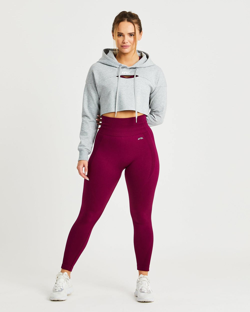 AYBL Everyday Cutout Crop Hoodie Gris | QXWNZ2367