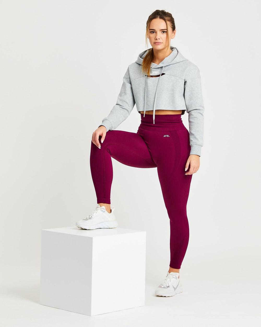 AYBL Everyday Cutout Crop Hoodie Gris | QXWNZ2367