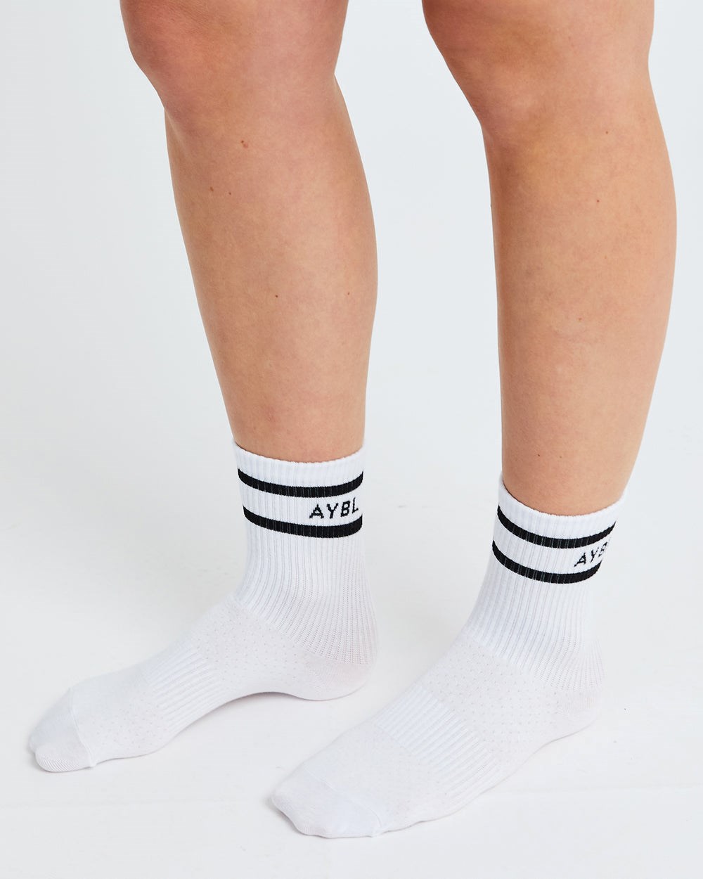 AYBL Everyday Double Stripe Crew Socks (3 Pack) Blancas | IYSRA5098