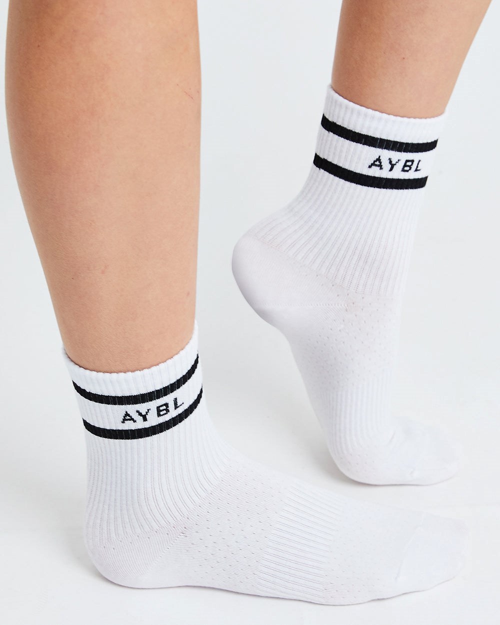 AYBL Everyday Double Stripe Crew Socks (3 Pack) Blancas | IYSRA5098