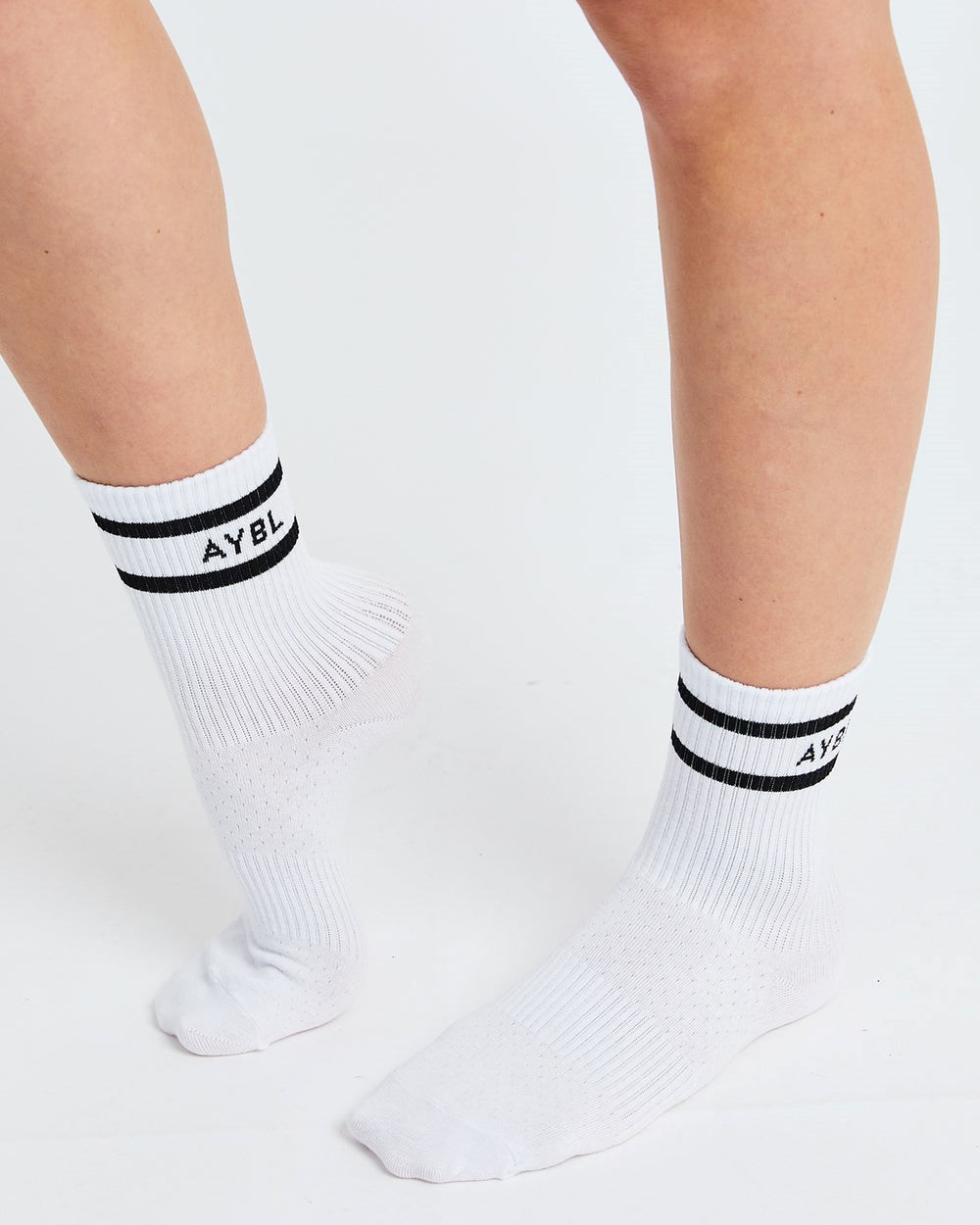 AYBL Everyday Double Stripe Crew Socks (3 Pack) Blancas | IYSRA5098