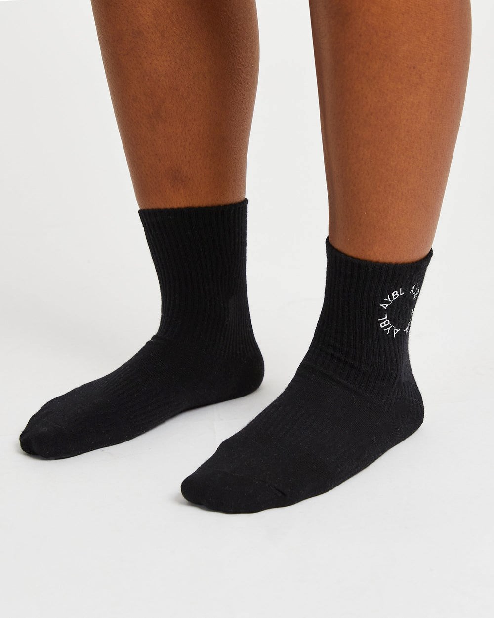 AYBL Everyday Embroidered Crew Socks (3 Pack) Negras | AFRUP3961