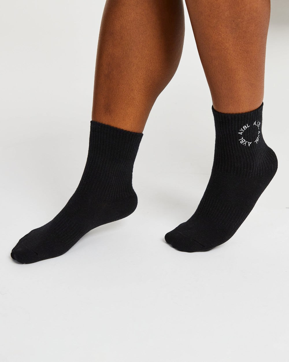 AYBL Everyday Embroidered Crew Socks (3 Pack) Negras | AFRUP3961