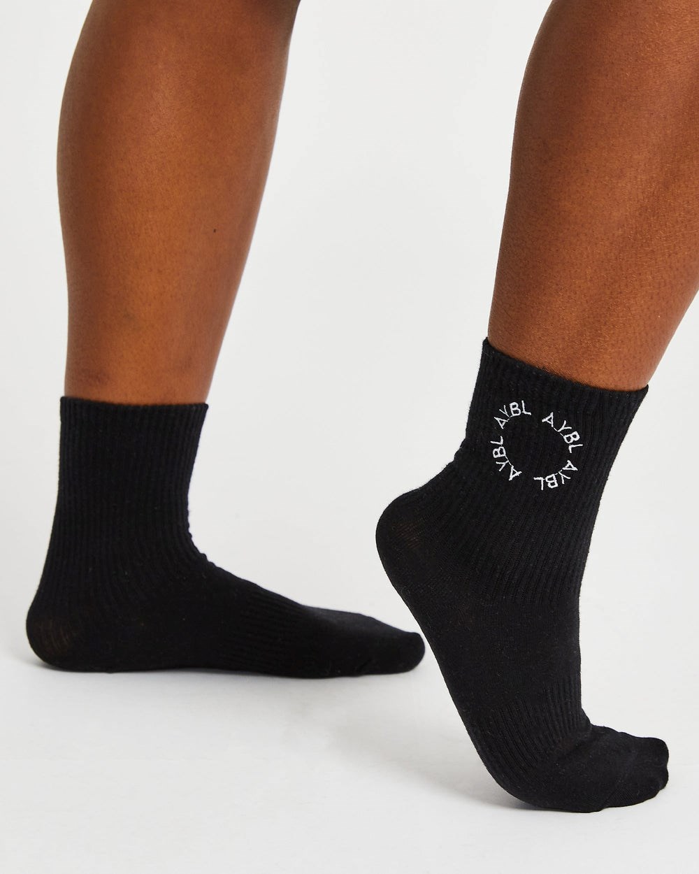 AYBL Everyday Embroidered Crew Socks (3 Pack) Negras | AFRUP3961