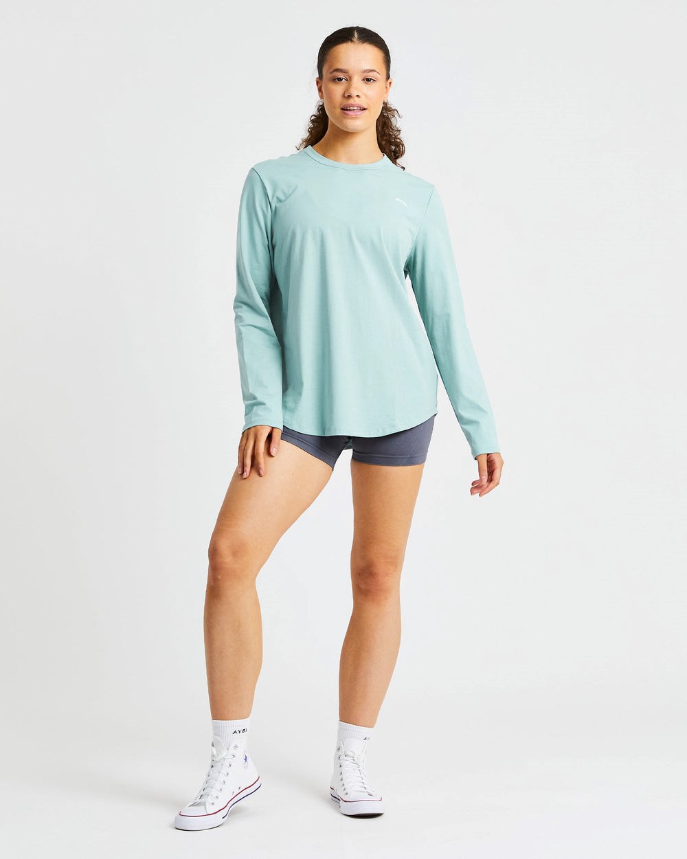 AYBL Everyday Oversized Long Sleeve T Shirt Soft Sage | BYZDQ9481