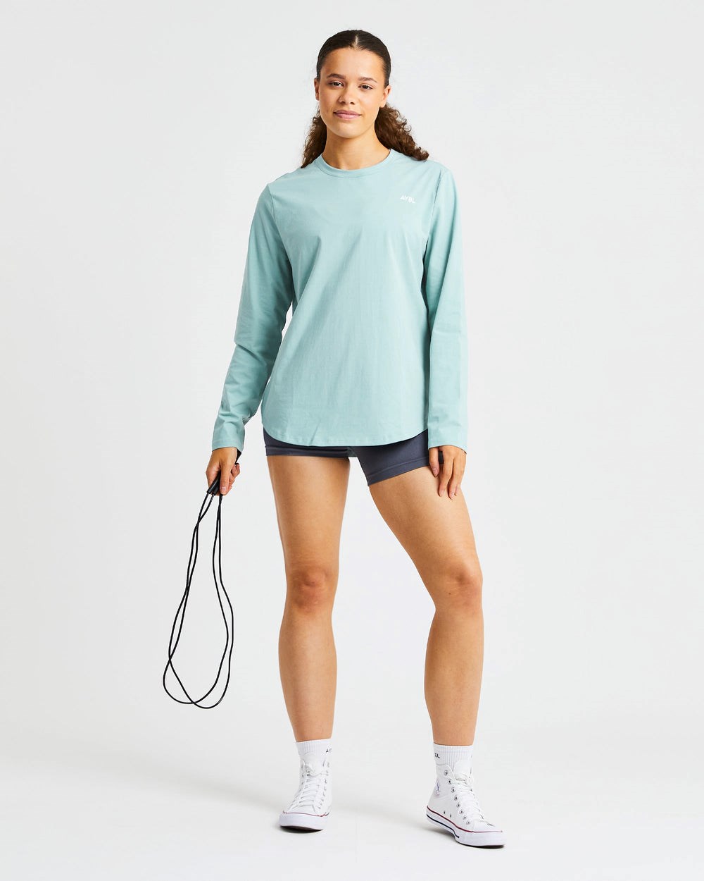 AYBL Everyday Oversized Long Sleeve T Shirt Soft Sage | BYZDQ9481