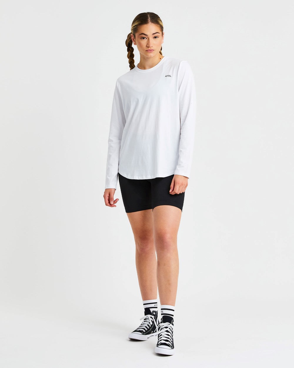 AYBL Everyday Oversized Long Sleeve T Shirt Blancas | SGDUX3067