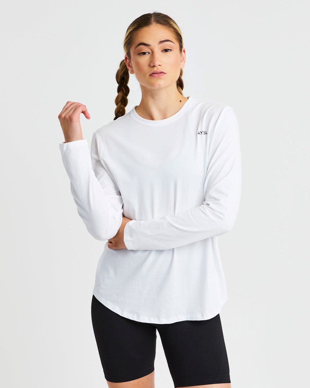 AYBL Everyday Oversized Long Sleeve T Shirt Blancas | SGDUX3067