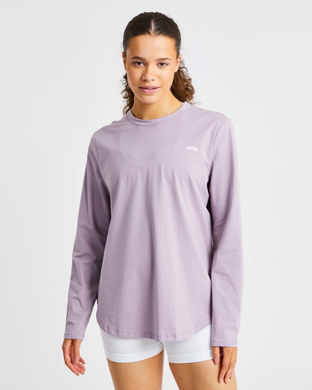 AYBL Everyday Oversized Long Sleeve T Shirt Muted Mauve | UHDOV3106