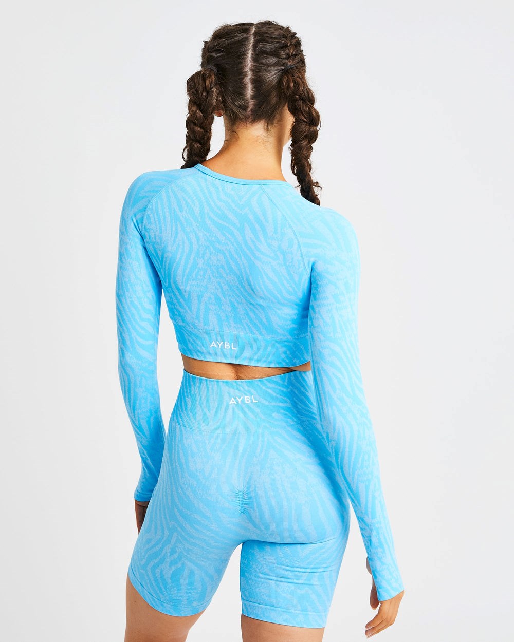 AYBL Evolve Animal Seamless Long Sleeve Crop Top Azules | BJXNA9826