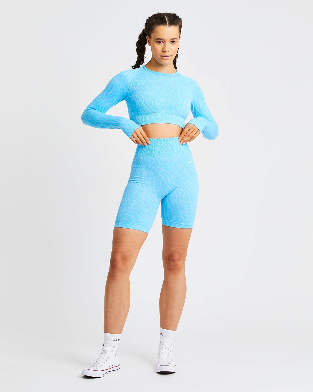 AYBL Evolve Animal Seamless Long Sleeve Crop Top Azules | BJXNA9826