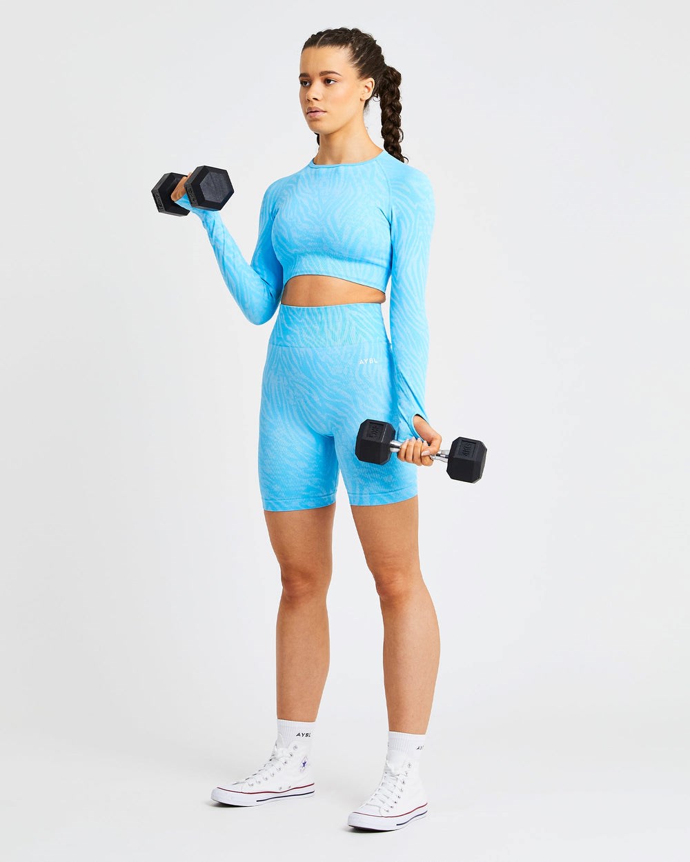 AYBL Evolve Animal Seamless Long Sleeve Crop Top Azules | BJXNA9826