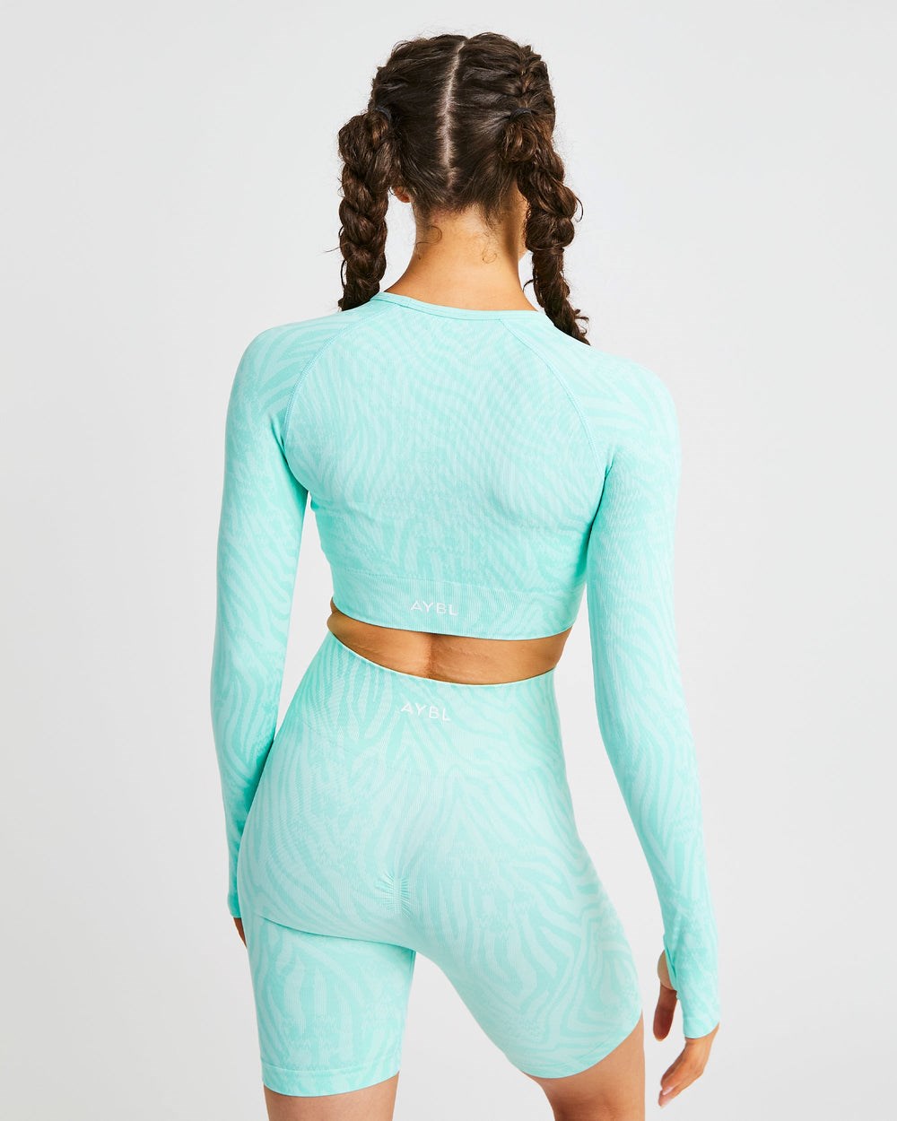 AYBL Evolve Animal Seamless Long Sleeve Crop Top Verde Menta Verde | DMCSP3247