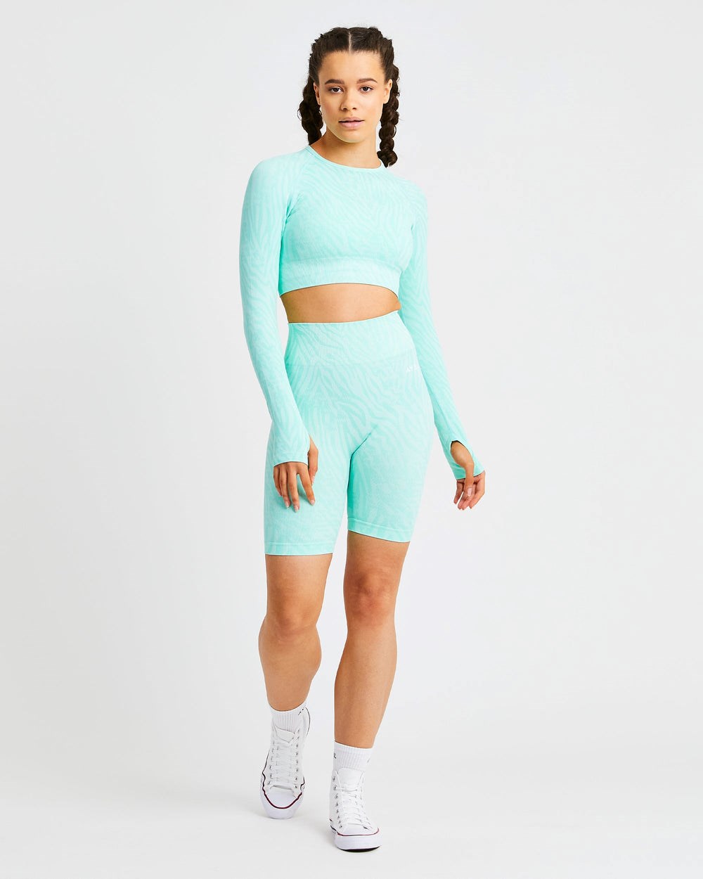 AYBL Evolve Animal Seamless Long Sleeve Crop Top Verde Menta Verde | DMCSP3247