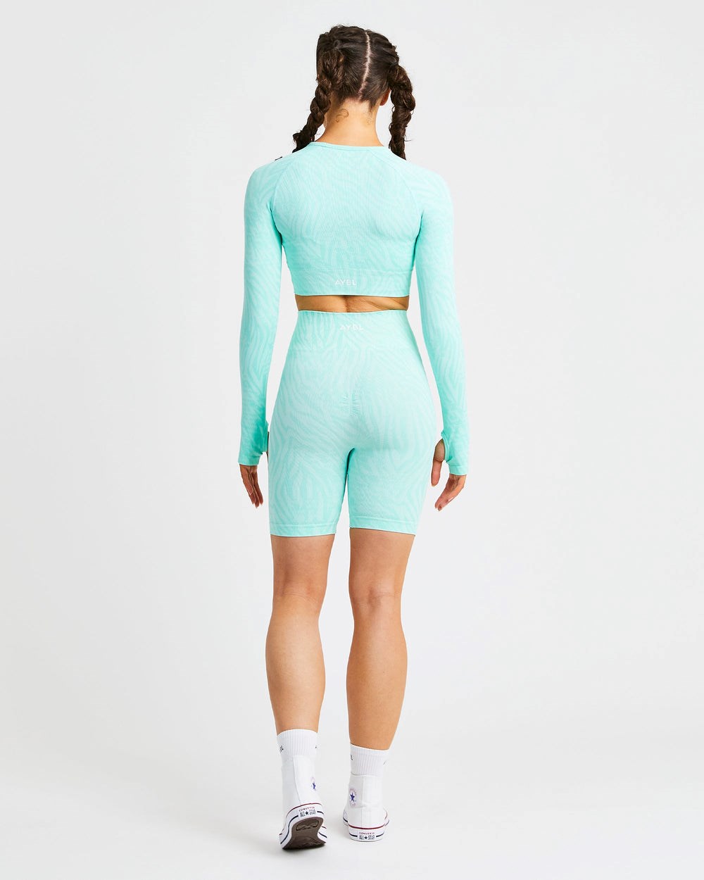 AYBL Evolve Animal Seamless Long Sleeve Crop Top Verde Menta Verde | DMCSP3247