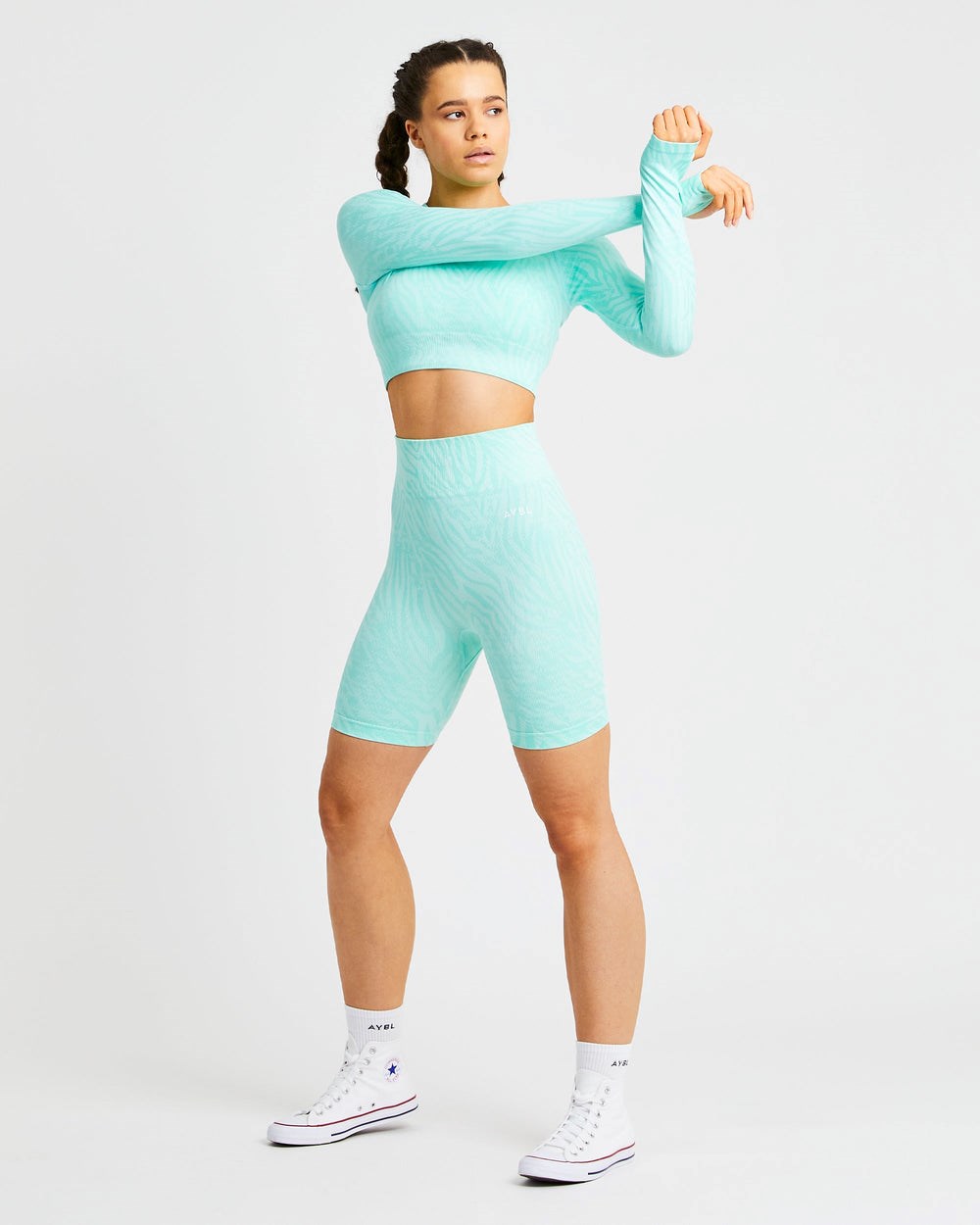 AYBL Evolve Animal Seamless Long Sleeve Crop Top Verde Menta Verde | DMCSP3247