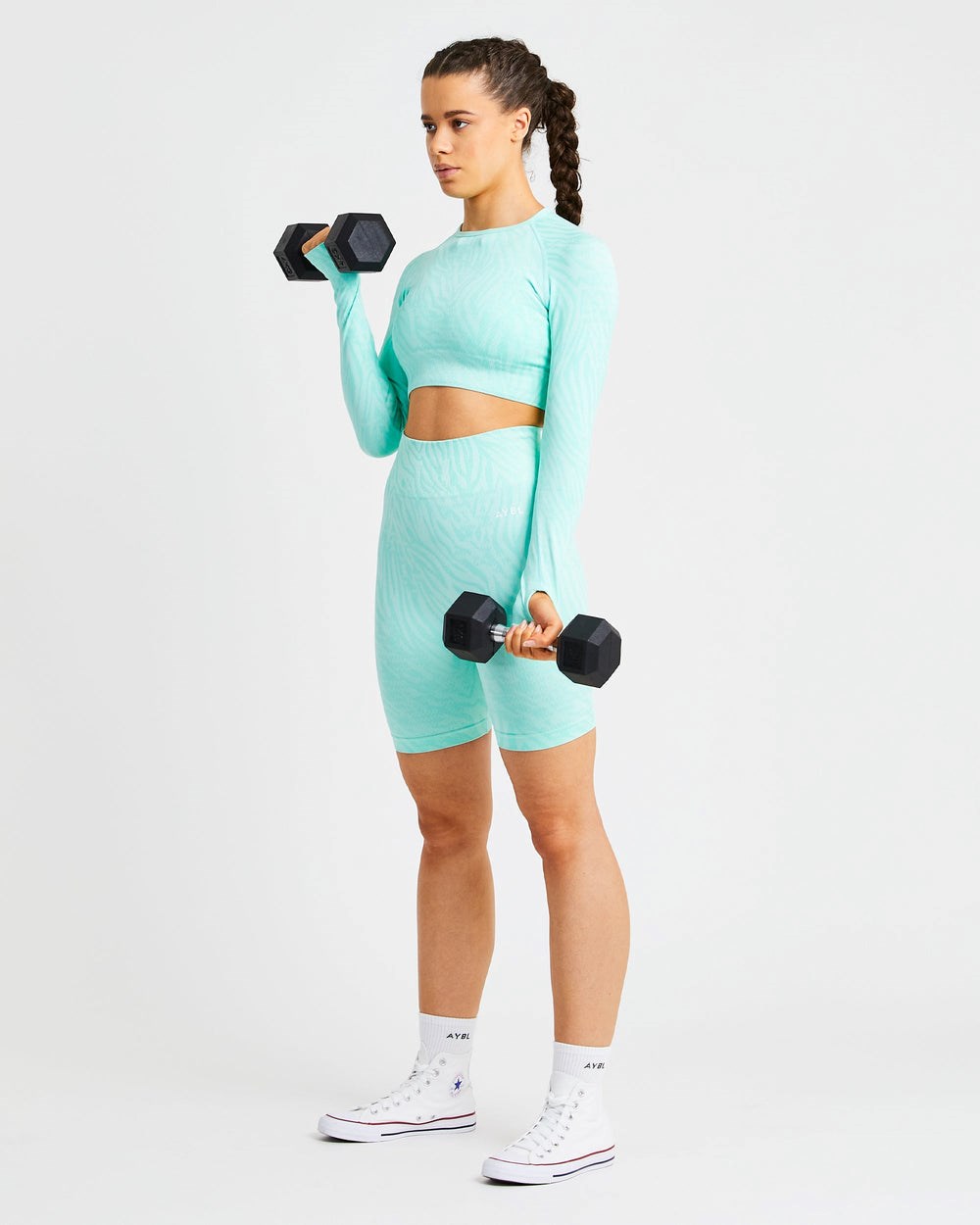 AYBL Evolve Animal Seamless Long Sleeve Crop Top Verde Menta Verde | DMCSP3247