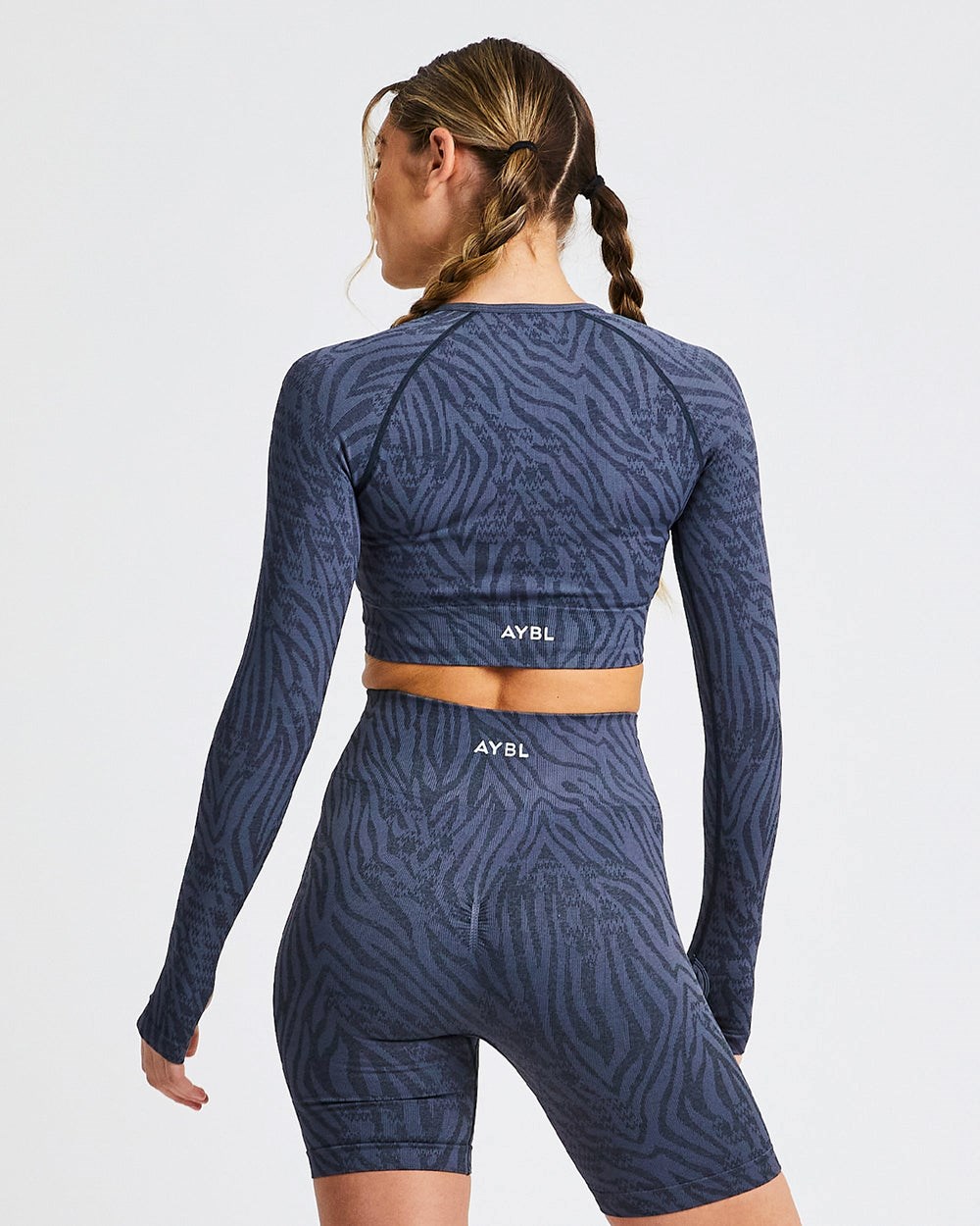 AYBL Evolve Animal Seamless Long Sleeve Crop Top Azules | IBSPH9364