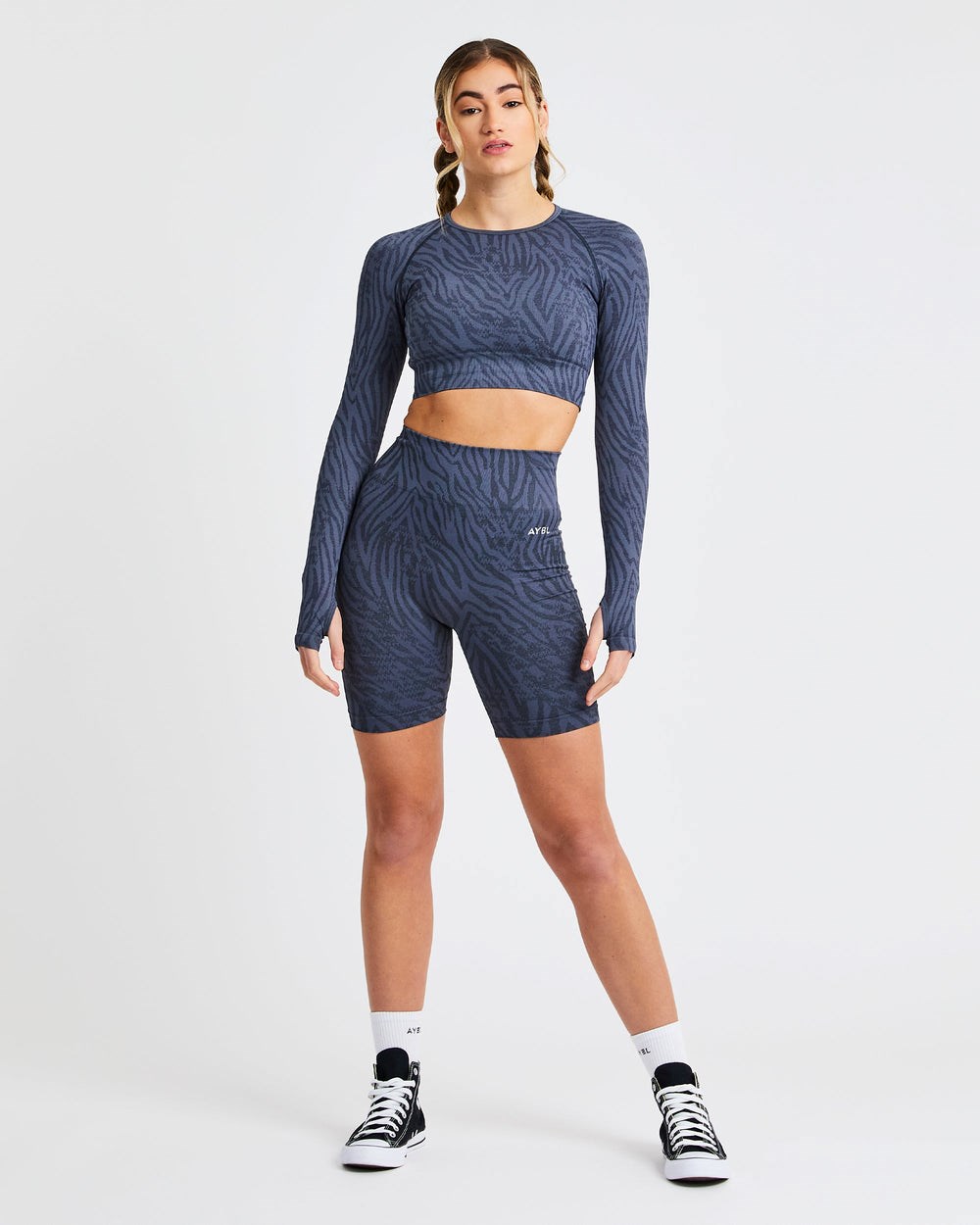 AYBL Evolve Animal Seamless Long Sleeve Crop Top Azules | IBSPH9364