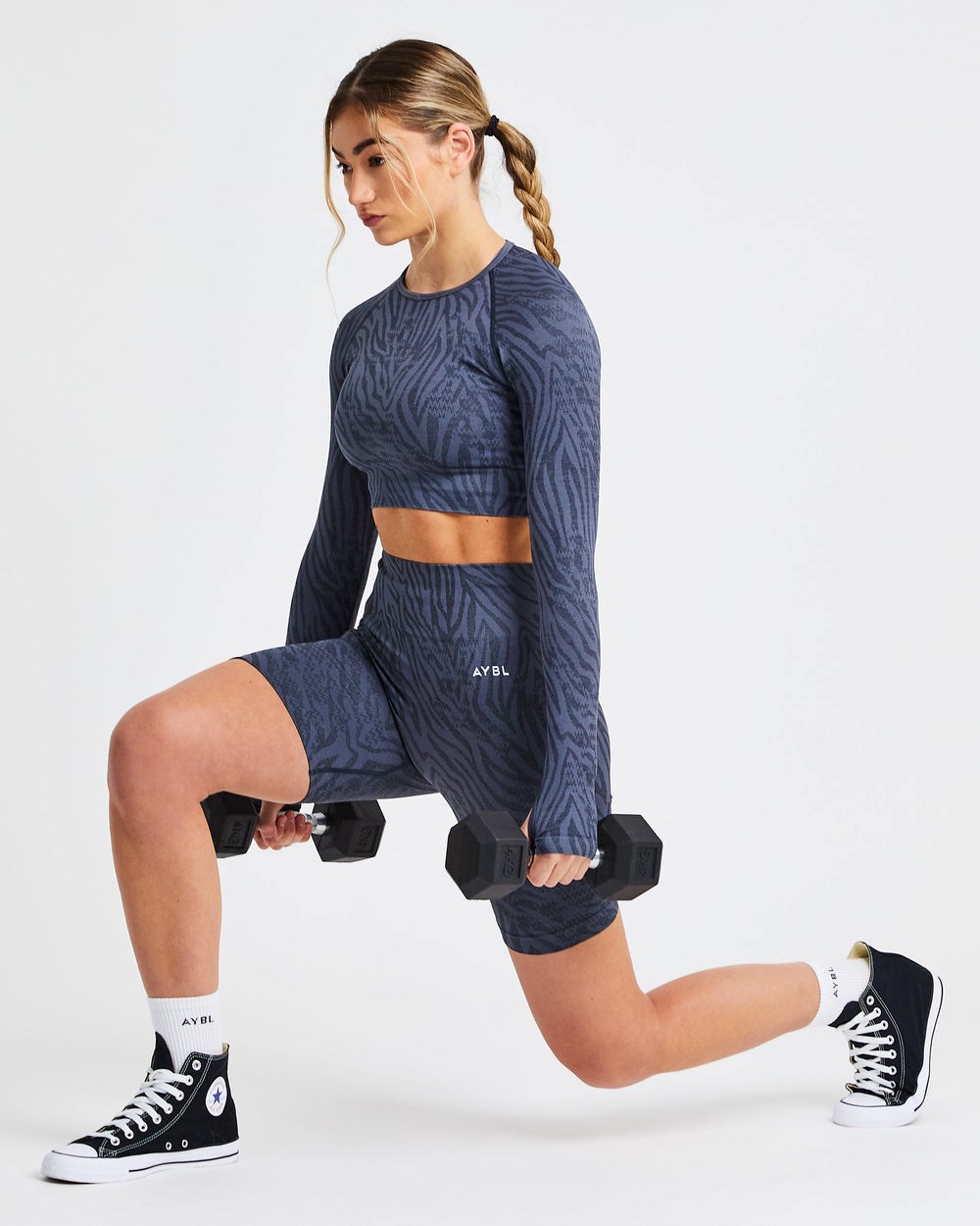 AYBL Evolve Animal Seamless Long Sleeve Crop Top Azules | IBSPH9364