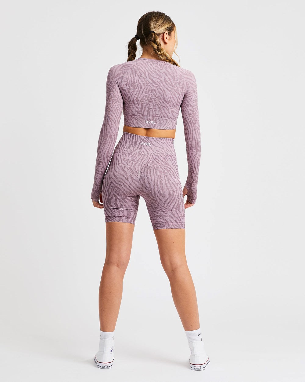 AYBL Evolve Animal Seamless Long Sleeve Crop Top Mauve Lilac | KYFQD1465