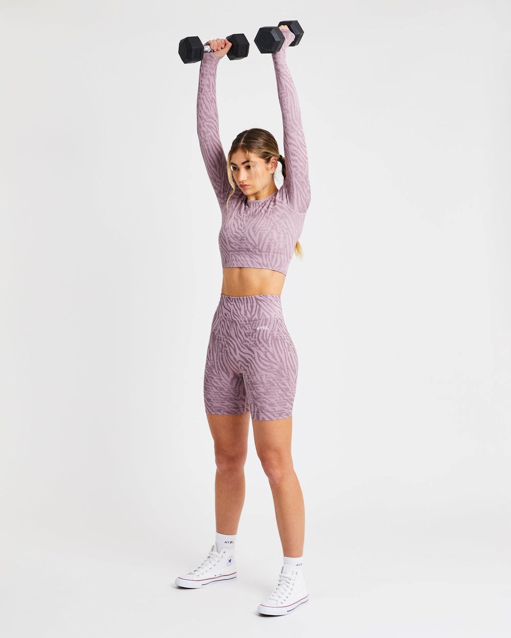 AYBL Evolve Animal Seamless Long Sleeve Crop Top Mauve Lilac | KYFQD1465