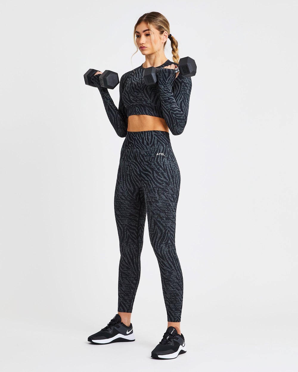 AYBL Evolve Animal Seamless Long Sleeve Crop Top Negras | MPZUN8791