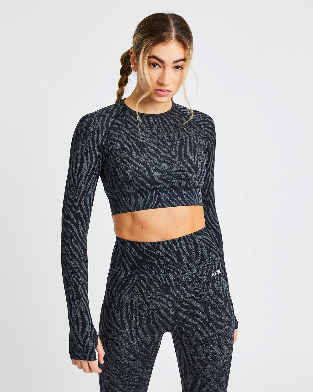 AYBL Evolve Animal Seamless Long Sleeve Crop Top Negras | MPZUN8791