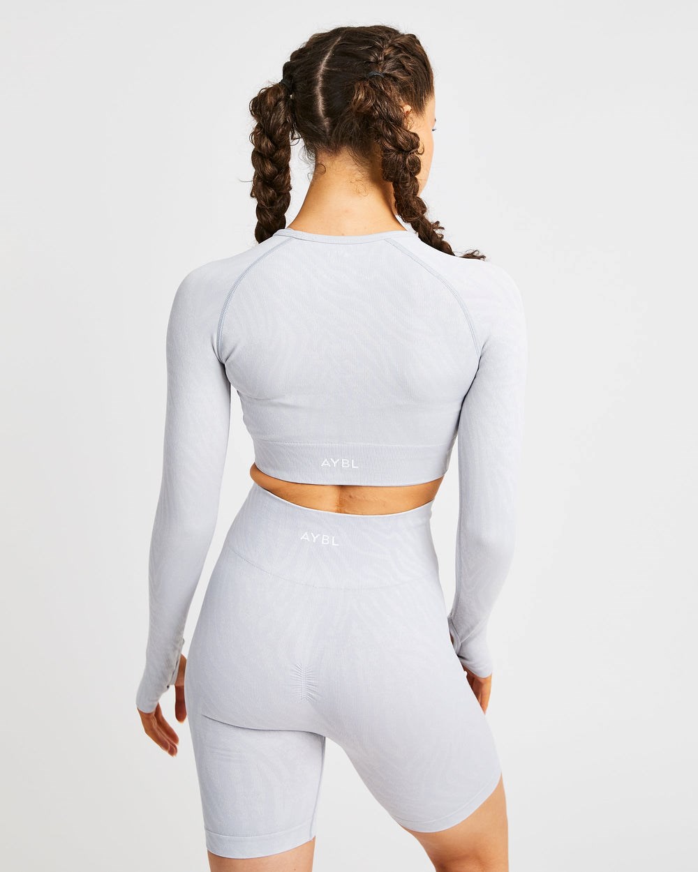 AYBL Evolve Animal Seamless Long Sleeve Crop Top Gris Claro | TSOLR9651