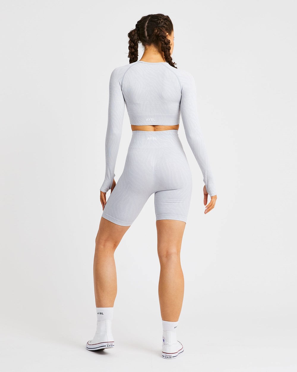 AYBL Evolve Animal Seamless Long Sleeve Crop Top Gris Claro | TSOLR9651