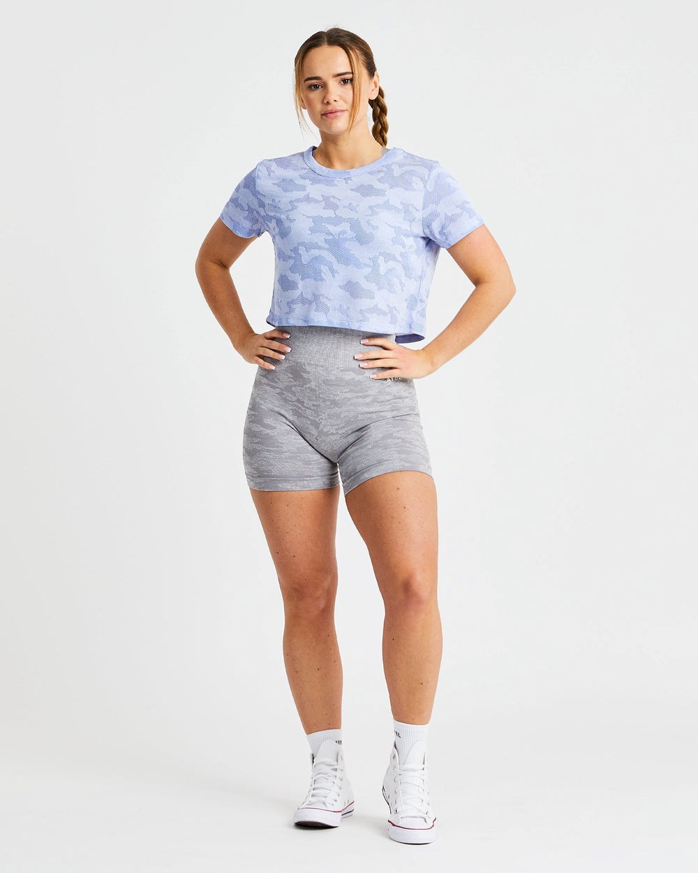 AYBL Evolve Camo Crop T Shirt Azules | BHTKC6908