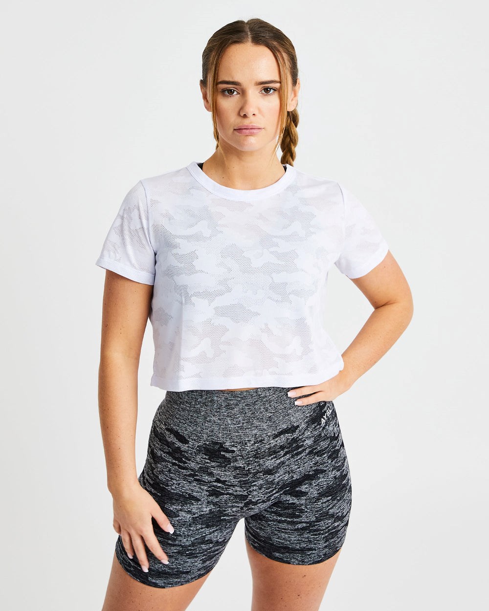 AYBL Evolve Camo Crop T Shirt Blancas | CSVFU4379