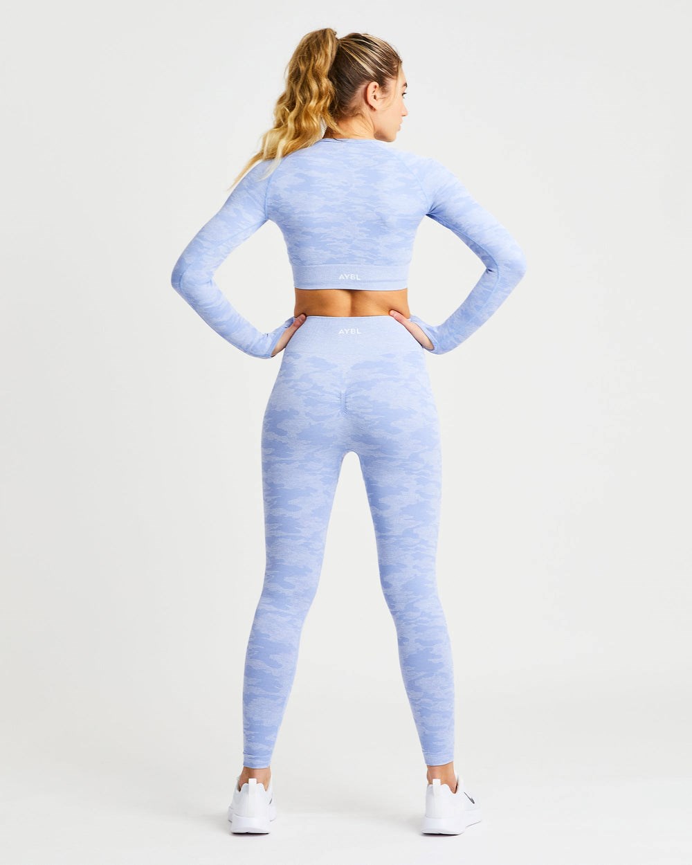 AYBL Evolve Camo Seamless Long Sleeve Crop Top Azules | BJLUD5026