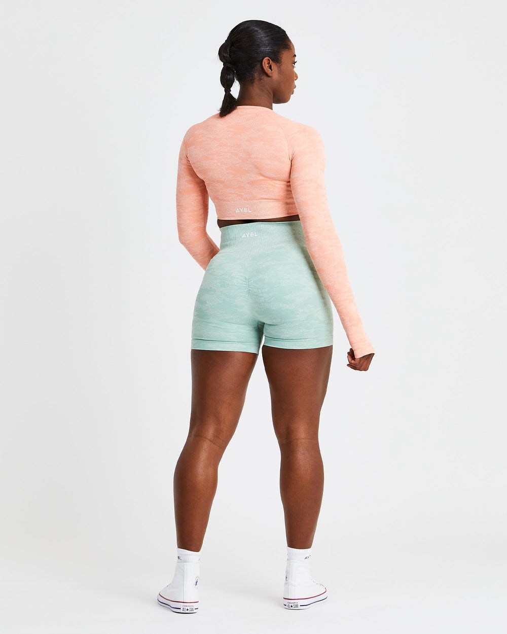 AYBL Evolve Camo Seamless Long Sleeve Crop Top Peach | BWNLT6905