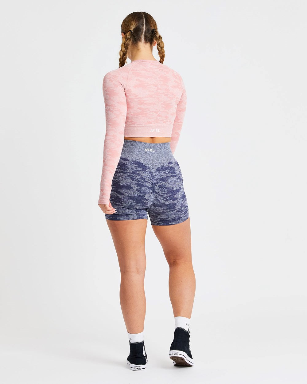 AYBL Evolve Camo Seamless Long Sleeve Crop Top Rosas | DLYXP6942