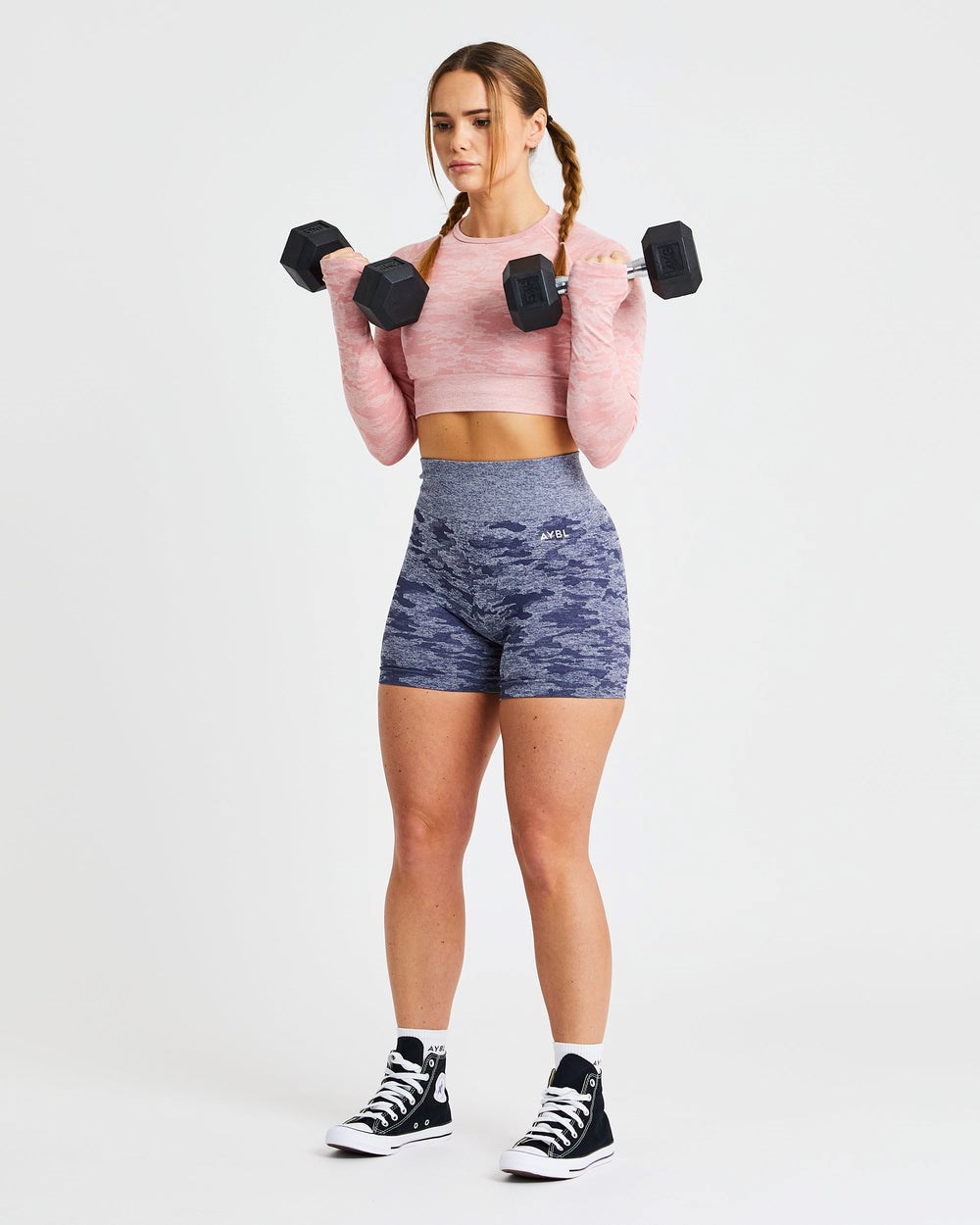 AYBL Evolve Camo Seamless Long Sleeve Crop Top Rosas | DLYXP6942