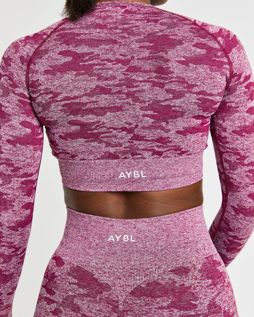 AYBL Evolve Camo Seamless Long Sleeve Crop Top Burdeos | TKESW2367