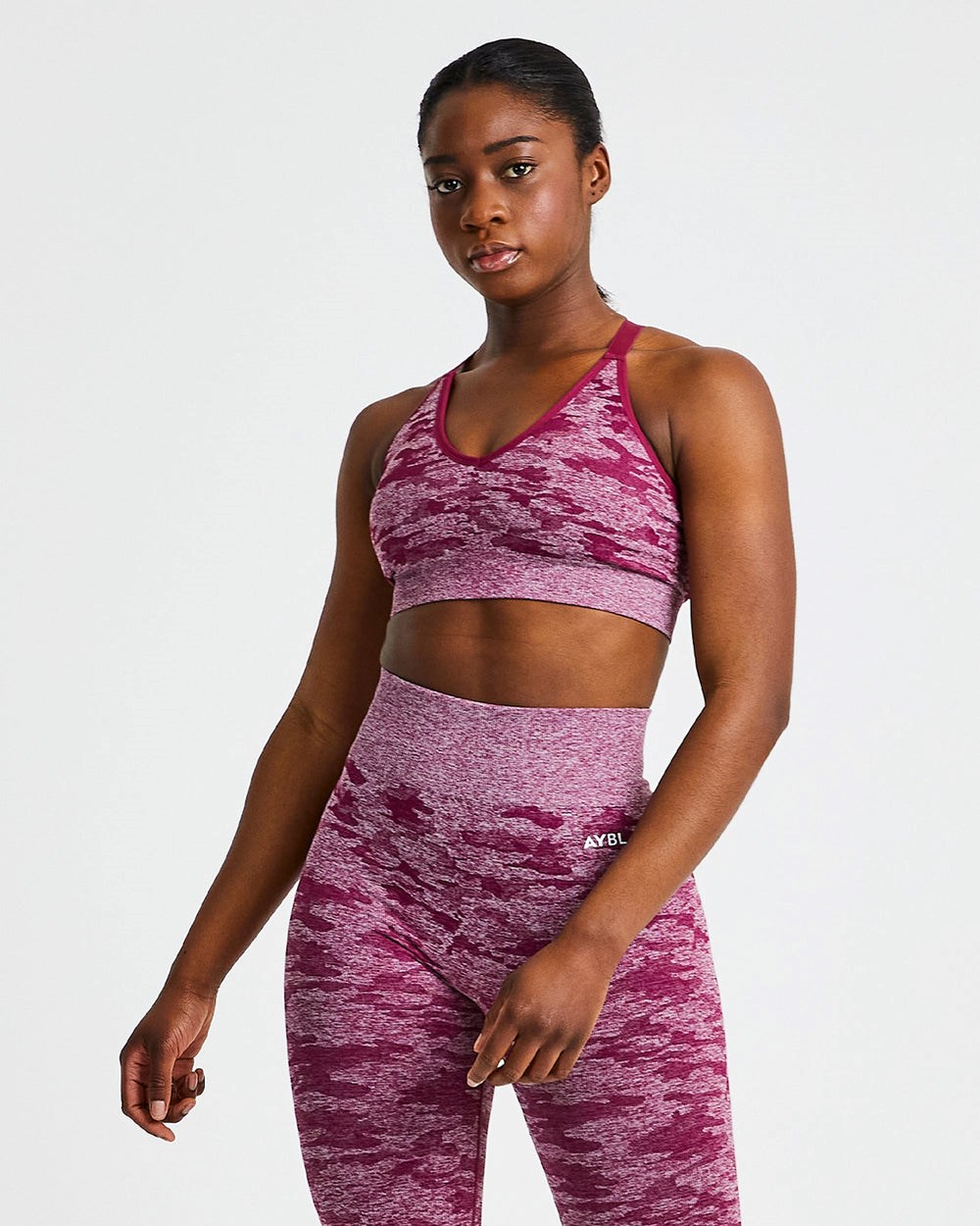 AYBL Evolve Camo Seamless Sports Bra Burdeos | MRNAO6125