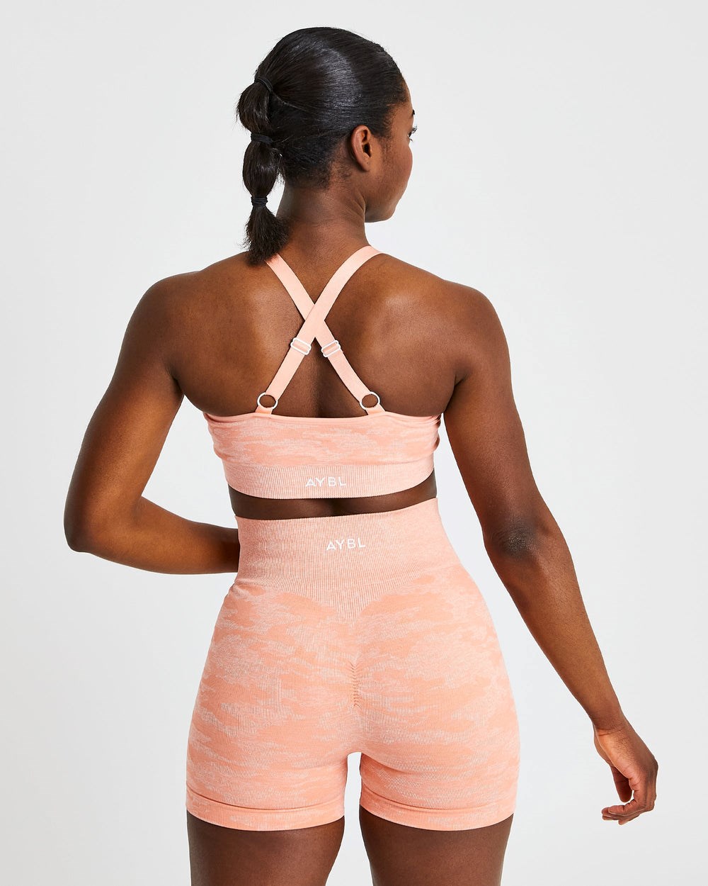 AYBL Evolve Camo Seamless Sports Bra Peach | WMFIG0724