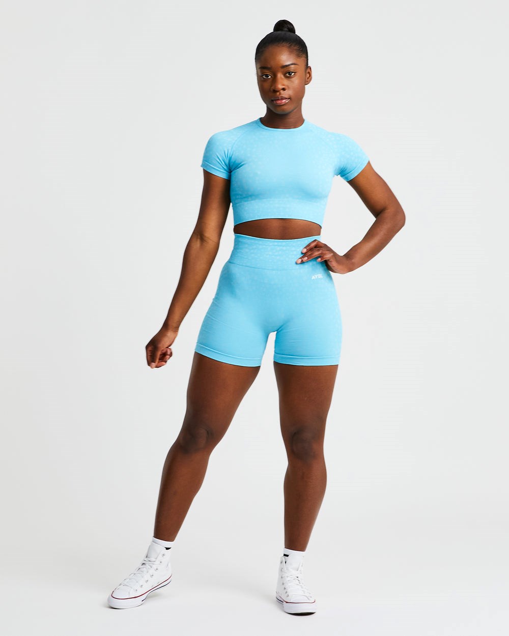 AYBL Evolve Speckle Seamless Crop Top Azules Claro | WUTKB1608