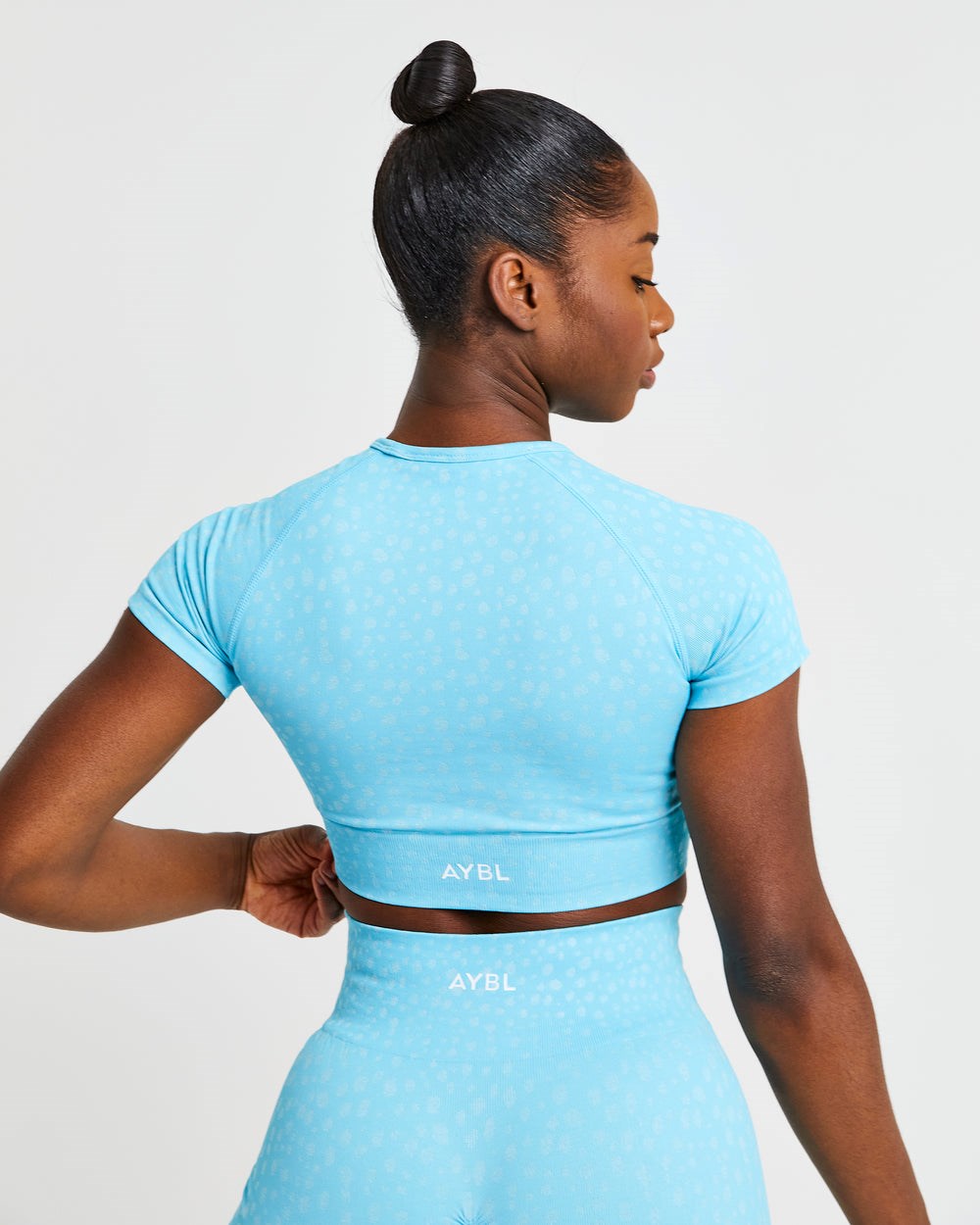 AYBL Evolve Speckle Seamless Crop Top Azules Claro | WUTKB1608