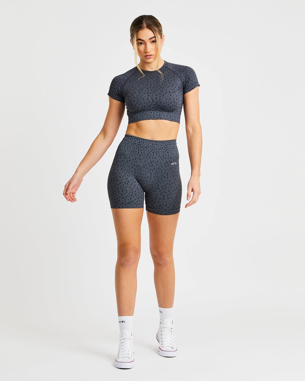 AYBL Evolve Speckle Seamless Crop Top Charcoal | IBAGW4576