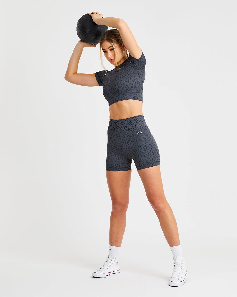 AYBL Evolve Speckle Seamless Crop Top Charcoal | IBAGW4576