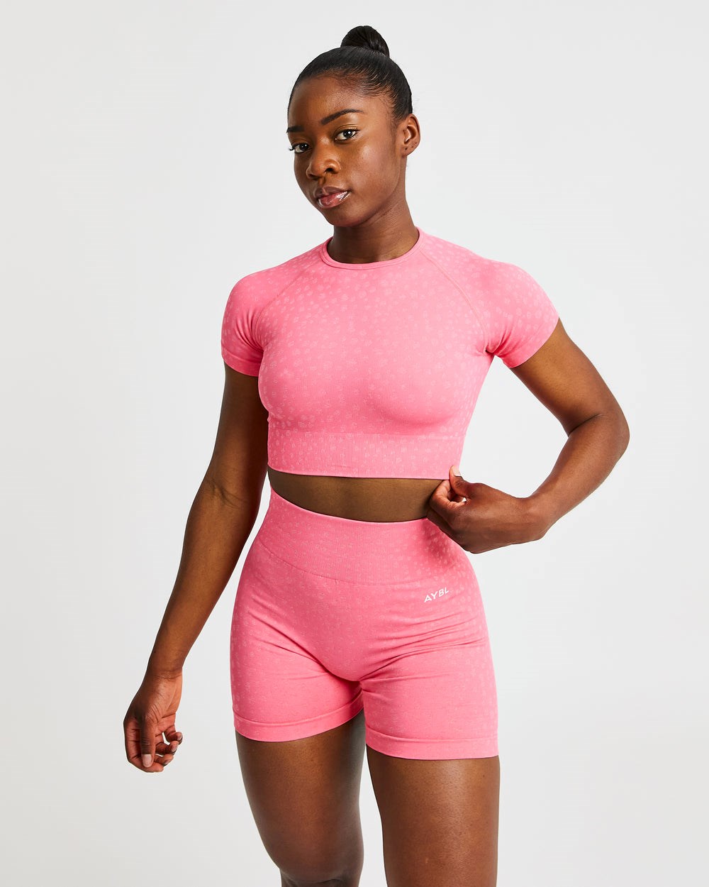 AYBL Evolve Speckle Seamless Crop Top Coral Rosas | PIKWB8967