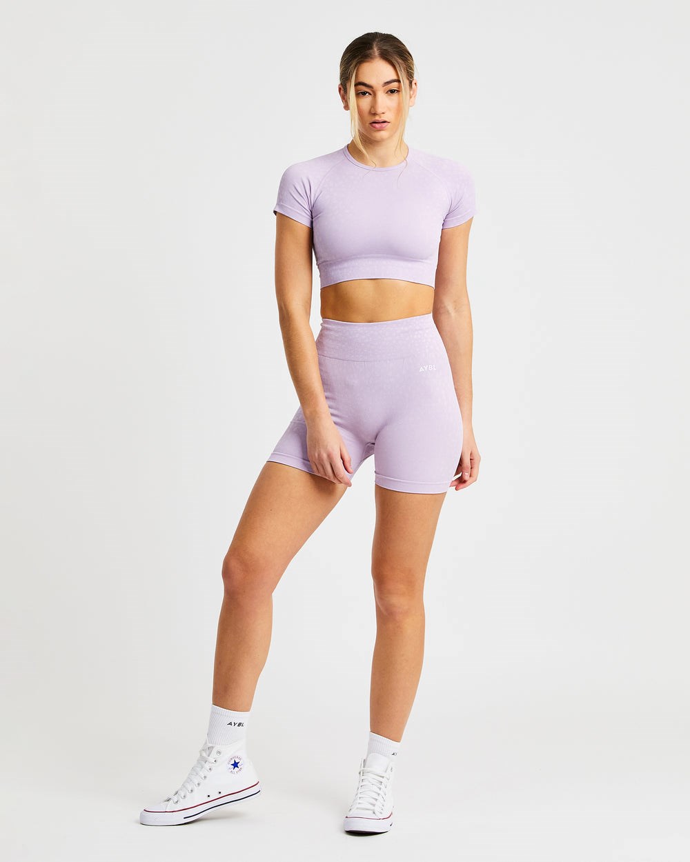 AYBL Evolve Speckle Seamless Crop Top Lilac | EQYAT6487