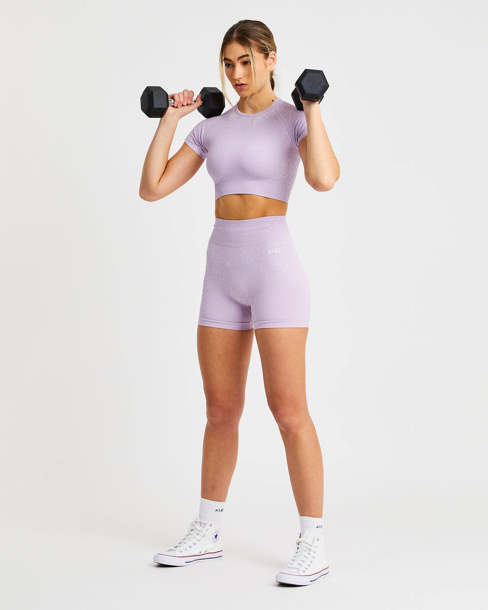 AYBL Evolve Speckle Seamless Crop Top Lilac | EQYAT6487