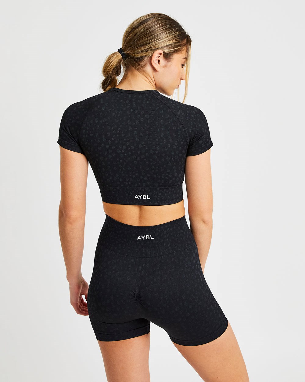 AYBL Evolve Speckle Seamless Crop Top Negras | JRWBU6098